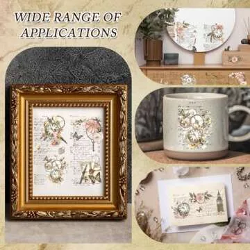 Shejdgart Flower Rub on Transfers for Crafts - 8 Sheets Vintage Floral Furniture Decals Butterfly Clock Transfer Stickers for Wood DIY Home Office Decor 11.4x5.9 Inch