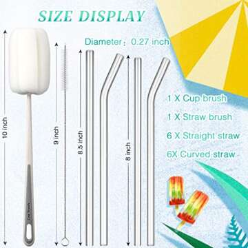 Glass Cups Reusable Beer Glass 16 oz 20 oz Aesthetic Cups Can Shaped Modern Drinking Glasses Classic Can Tumbler Glasses with Glass Reusable Straws Cup Brush Straws Brush for Beer Water(6 Pieces)