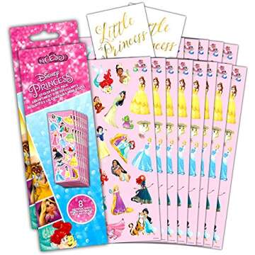 Disney Princess Stickers Party Favor Pack ~ 240+ Princess Stickers, 16 Party Favor Sheets