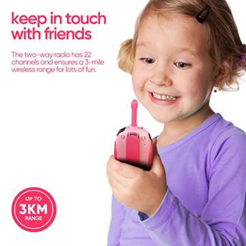 HPROMOT Rechargeable Walkie Talkies for Kids 2 Pack Kids Walkie Talkies, Long Range 22 Channels 2 Way Radio Kids Birthday Toy Gift for 3-12 Year Old Boys Girls Outdoor Adventures Camping Hiking