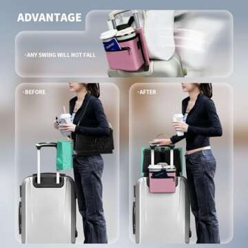 Vethers 3 in 1 Travel Luggage Cup Holder, Luggage Straps, Shoulder Bag for Suitcases add a Bag，Con...