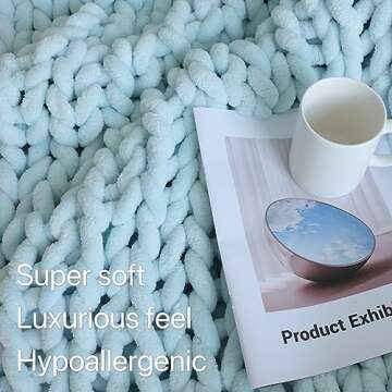 Maetoow Chenille Chunky Knit Blanket Throw