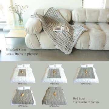 Maetoow Chenille Chunky Knit Blanket Throw