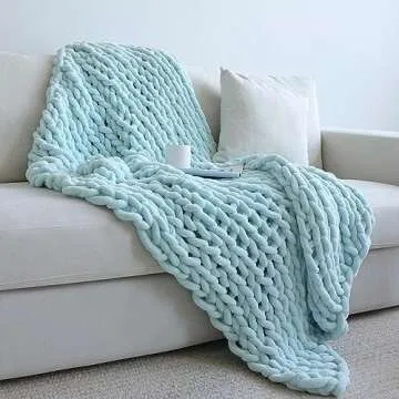 Maetoow Chenille Chunky Knit Blanket Throw