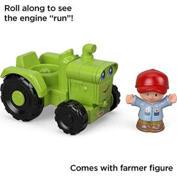 Fisher-Price Little People Toddler Toy Helpful Harvester Tractor, Farm Vehicle & Figure Set for Pres...