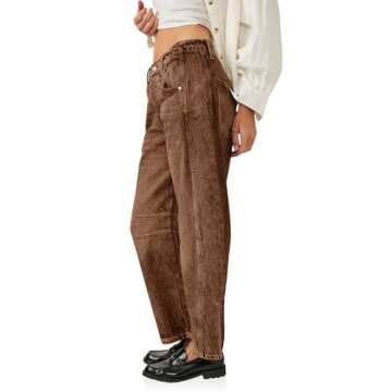 PLNOTME Women's Baggy Boyfriend Jeans Vintage Wide Leg Mid Rise Barrel Denim Ankle Pants