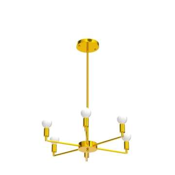 SHANSRUI 6 Lights Sputnik Chandelier Modern Gold Bronze Pendant Light Brushed Brass Chandeliers Mid Century Semi Flush Mount Ceiling Light Fixture for Foyer Dining Room Bedroom Kitchen Island E26