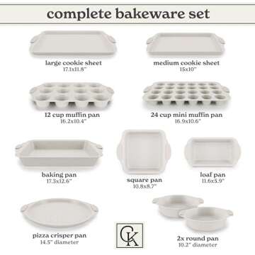 Country Kitchen Nonstick Stackable Bakeware Set - Durable, Easy Release Baking Set, Cream, 10 Pcs