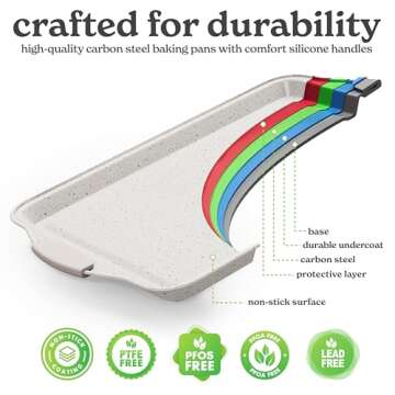 Country Kitchen Nonstick Stackable Bakeware Set - Durable, Easy Release Baking Set, Cream, 10 Pcs