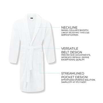 AR LINENS 100% Cotton Terry Bathrobe and Slipper Set |Spa Robe,Pool,Soft,Lightweight,Absorbent,Unisex Bathrobes for Men and Women (Small-Medium, White)