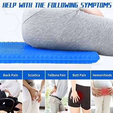 Gel Seat Cushion with 2 Covers, Cooling Gel Seat Cushion,Thick Big Breathable Pressure Points Seat Cushion, Suitable for Home Office Chair Car, Wheelchair, Long Trips,Sciatica Pain（17"x16"x1.2"）