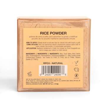Palladio Rice Powder, Natural, Loose Setting Powder, Absorbs Oil, Leaves Face Looking and Feeling Smooth, Helps Makeup Last Longer For a Flawless, Fresh Look