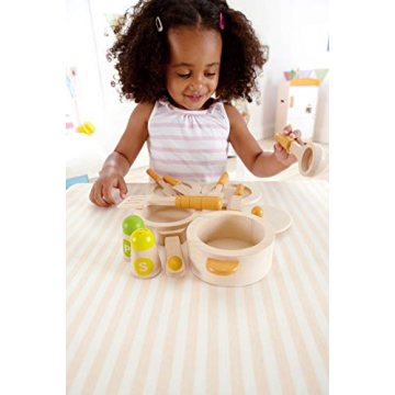Hape Gourmet Wooden Play Kitchen Set 13 PCs Cookware