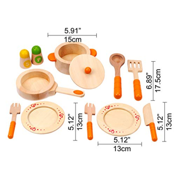 Hape Gourmet Wooden Play Kitchen Set 13 PCs Cookware