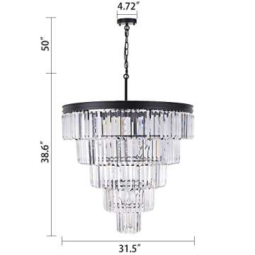 TOCHIC Large 7-Tier Crystal Chandelier for High Ceilings