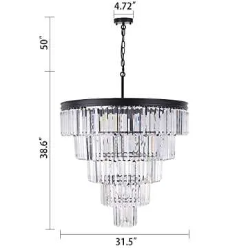 TOCHIC Large 7-Tier Crystal Chandelier for High Ceilings