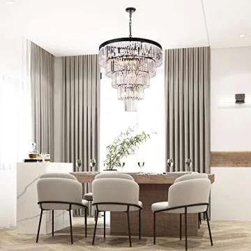 TOCHIC Large 7-Tier Crystal Chandelier for High Ceilings