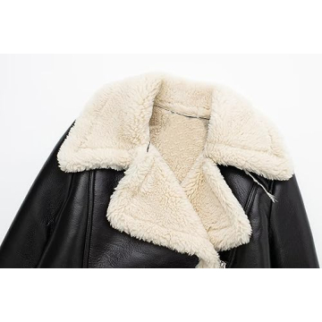 Stylish Women's Faux Leather Shearing Winter Jacket