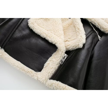 Stylish Women's Faux Leather Shearing Winter Jacket