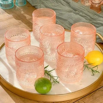 Vintage Beaded Drinking Glasses Set of 6 - 10 oz
