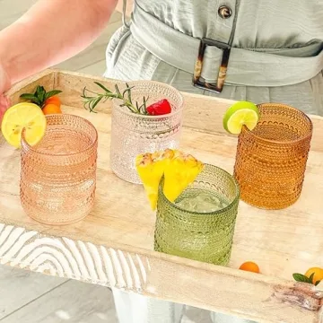 Vintage Beaded Drinking Glasses Set of 6 - 10 oz