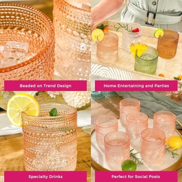 Vintage Beaded Drinking Glasses Set of 6 - 10 oz