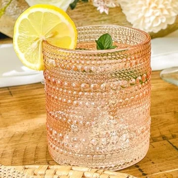 Vintage Beaded Drinking Glasses Set of 6 - 10 oz