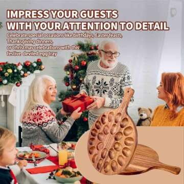 Acacia Wood Deviled Egg Platter with 24 Egg Holder and Versatile Design