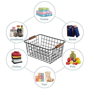JUNCHU CHERRY 4-Pack Wire Baskets - Stylish Storage Solution