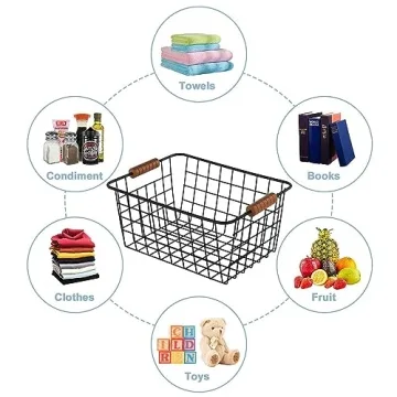 JUNCHU CHERRY 4-Pack Wire Baskets - Stylish Storage Solution