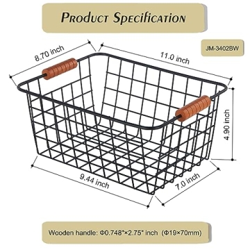 JUNCHU CHERRY 4-Pack Wire Baskets - Stylish Storage Solution
