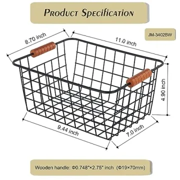 JUNCHU CHERRY 4-Pack Wire Baskets - Stylish Storage Solution