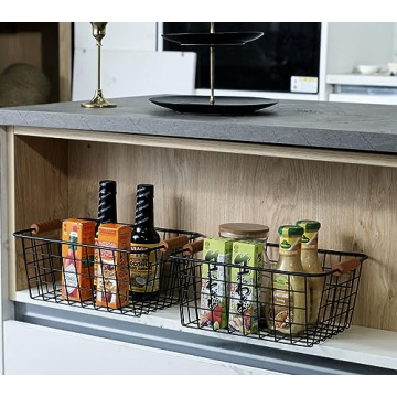 JUNCHU CHERRY 4-Pack Wire Baskets - Stylish Storage Solution
