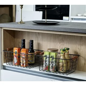 JUNCHU CHERRY 4-Pack Wire Baskets - Stylish Storage Solution