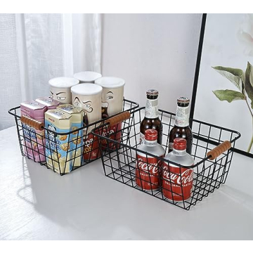 JUNCHU CHERRY 4-Pack Wire Baskets - Stylish Storage Solution