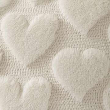 DFXSZ Valentines Pillow Covers 18x18 inch Set of 2 Valentines Day Decoration Cream White Heart Soft Plush Faux Fur Jacquard Throw Pillows for Bedroom Sofa Holiday Festivals Home Decor PTK017C18