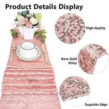 MTREO Rose Gold Table Runners for Weddings and Parties