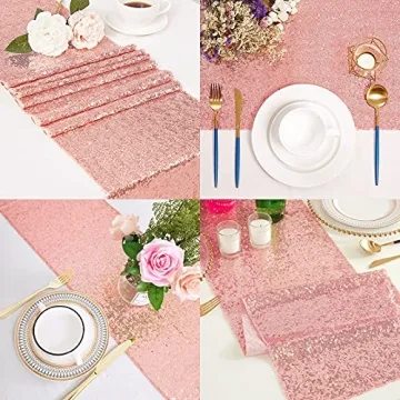 MTREO Rose Gold Table Runners for Weddings and Parties