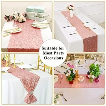 MTREO Rose Gold Table Runners for Weddings and Parties