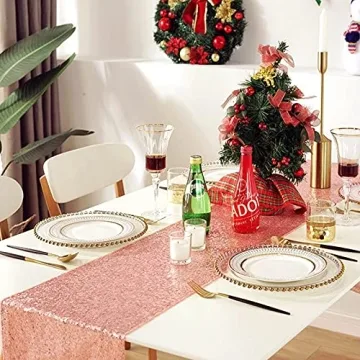 MTREO Rose Gold Table Runners for Weddings and Parties