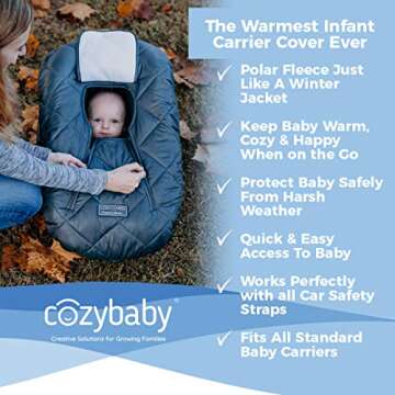 Cozy Cover Premium Infant Car Seat Cover (Charcoal) with Polar Fleece - The Industry Leading Infant ...