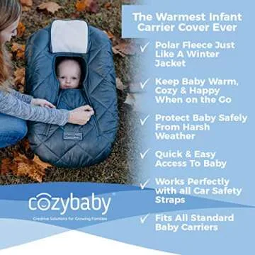 Cozy Cover Premium Infant Car Seat Cover (Charcoal) with Polar Fleece - The Industry Leading Infant ...