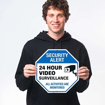 Sigo Signs Video Surveillance Sign, CCTV Security Alert, (2 Pack) 12x12 Inches, Rust Free .040 Aluminum, Fade Resistant, Made in USA