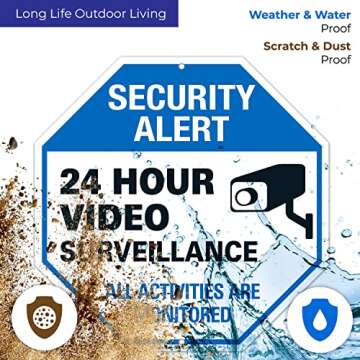 Sigo Signs Video Surveillance Sign, CCTV Security Alert, (2 Pack) 12x12 Inches, Rust Free .040 Aluminum, Fade Resistant, Made in USA