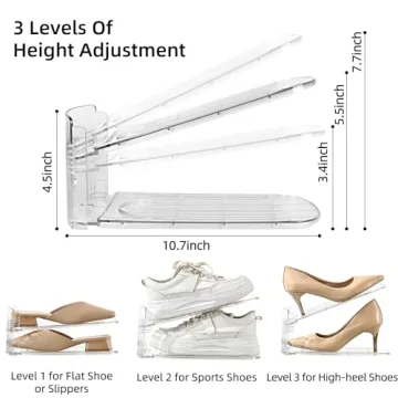 Uni HIMO 12 Pack Adjustable Transparent Shoe Organizer