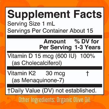 MaryRuth Organics CoComelon Vitamin D3 K2 Liquid Drops for Toddlers | Vitamin K2 D3 Supplement for Kids Ages 1-3 | Calcium Absorption | Strong Bones | USDA Organic | Sugar Free | 15 mL