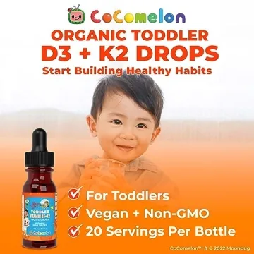 MaryRuth Organics CoComelon Vitamin D3 K2 Liquid Drops for Toddlers | Vitamin K2 D3 Supplement for Kids Ages 1-3 | Calcium Absorption | Strong Bones | USDA Organic | Sugar Free | 15 mL