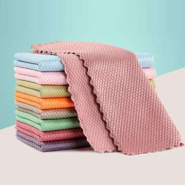 LELEBEAR 10 Pack Nanoscale Cleaning Cloths - Streak-Free Multi-Purpose Microfiber Towels