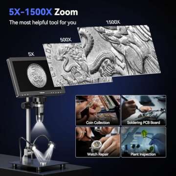 TOMLOV DM9 Max HDMI Digital Microscope 1500X for Adults