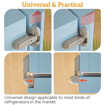 Childproof Safety Fridge Lock - 2 Pack Grey